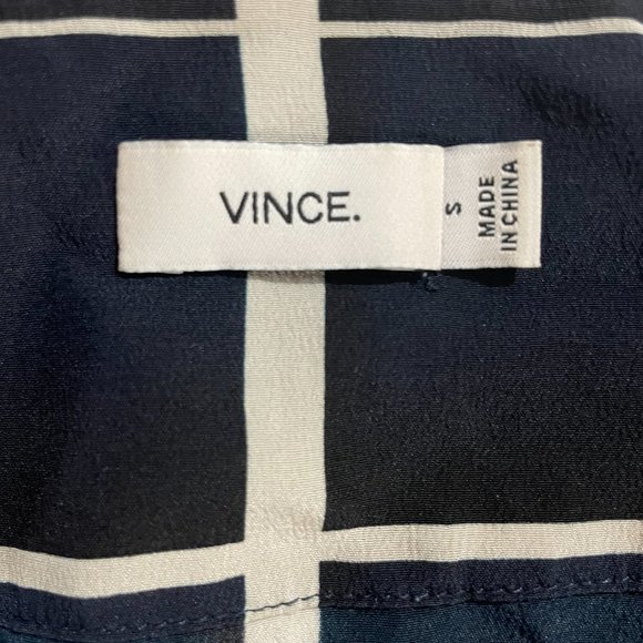 Vince Navy and White Lattice-Print Silk Shirtdress - Picture 5 of 5